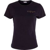Tommy Hilfiger Slim Gold Hilfiger C-nk Ss Tops & T-shirts Dames - Shirt - Donkerblauw - Maat S