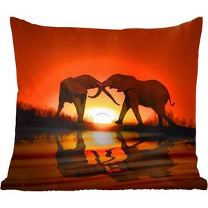 Sierkussen - Olifant Zon Afrika - Multicolor - 45 Cm X 45 Cm