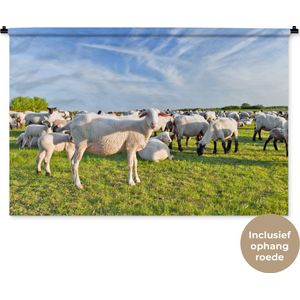 Wandkleed Schaap - Net geschoren kudde schapen Wandkleed katoen 150x100 cm - Wandtapijt met foto