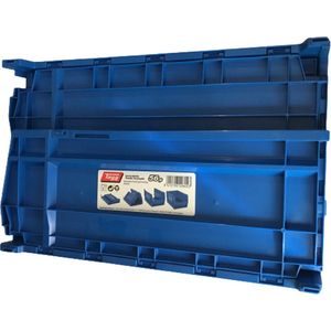 Tayg blauwe opvouwbare voorraadbak; voorkant half open. afm. 420 x 270 x 200 56-P-AZ