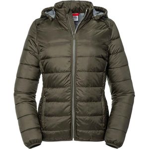 Russell Dames/dames Hooded Nano Jacket (Donkere Olijf)