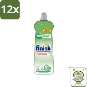Finish Eco - Glansspoelmiddel - 0% Schadelijke Ingrediënten - Tot 160 Afwasbeurten - 800ml - Voordeelverpakking - 12 stuks - Ecologisch schoonmaakmiddel - Vaatwasser