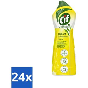 Cif - Schuurmiddel - Cleanboost Cream - Citroen - 750 ml - Voordeelverpakking - 24 stuks
