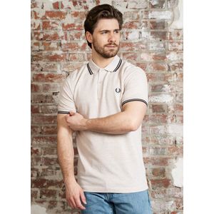 Fred Perry Twin tipped fred perry polo shirt- porridge marl brick anchor grey