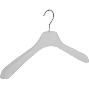 De Kledinghanger Gigant - Mantelhanger - Kostuumhanger - Jassenhanger - Volwassenen - 8607 - 6 Stuks - Kunststof - Frosted - Gebogen Model - Schouderverbreding 3,5 cm - 42 cm - Kledinghanger - Kleerhanger (8607/6)