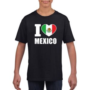 Zwart I love Mexico fan shirt kinderen 110/116