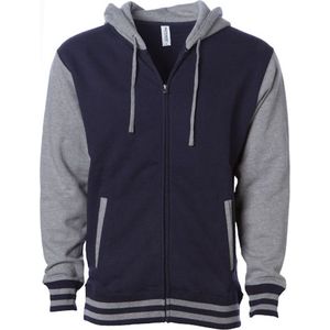 Independent Unisex Heavyweight Varsity Zip Hood NP351 - Classic Navy/Gunmetal Heather - XS