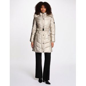 Fitted mid-length puffer jacket 252-Galex gold yellow