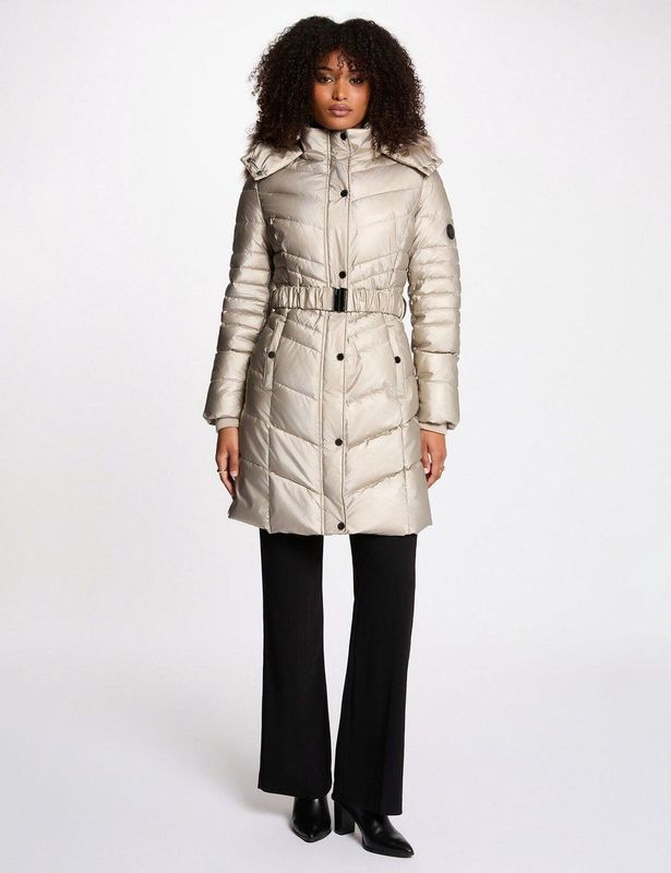 Fitted mid-length puffer jacket 252-Galex gold yellow