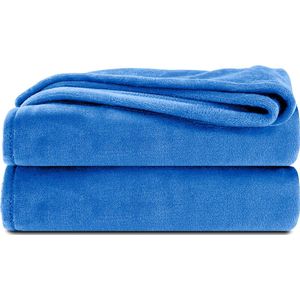 Komfortec Fleece Deken - Met kasjmier gevoel - Plaid - 240x220 cm – Super Zacht – Blauw