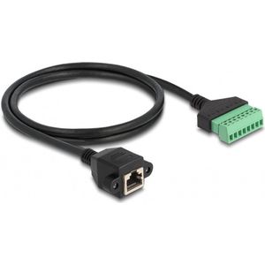 RJ45 (v) - Terminal Block (2-delig) kabel - U/UTP - CAT6 Gigabit / zwart - 1 meter