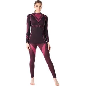 Ladeheid Set Thermobroek en Thermoshirt - Thermo ondergoed - Dames - Thermokleding - Zwart/Roze - S - LA-LA40-WOMEN-Set
