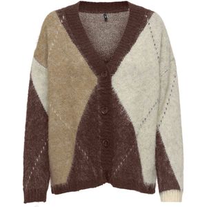 Ony - Onnoeme Jq S Ife Cardi - Gebreid Vest - Bruin - V-hals - Lange Mouwen