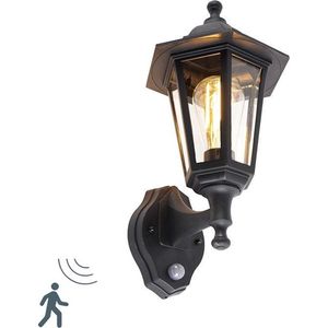QAZQA new haven - Klassieke Wandlamp met Bewegingsmelder | Bewegingssensor | sensor voor buiten - 1 lichts - D 212 mm - Zwart - Buitenverlichting