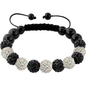 Fako Bijoux® - Armband - Disco Dots - Deluxe - Zwart/Wit MC