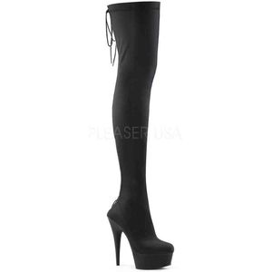 DELIGHT-3003 (EU 41,5 = US 11) 6 Heel, 1 3/4 PF Back Lace-Up Thigh Boot, Side Zip