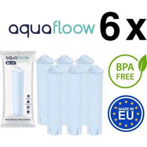 AquaFloow Blau waterfilter voor JURA koffiemachines 6 st. Filtervervanging: Jura Blauw. Levensduur filter: ongeveer 480 kopjes of 60 liter water.