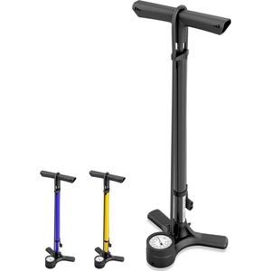 HiLo Staande Fietspomp voor alle ventielen 11 bar - 160 psi met manometer - geanodiseerd aluminium - standpomp Fietspomp