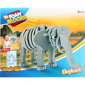 Toi-toys 3d Puzzel Olifant Junior 31,5 Cm Foam Grijs 75-delig