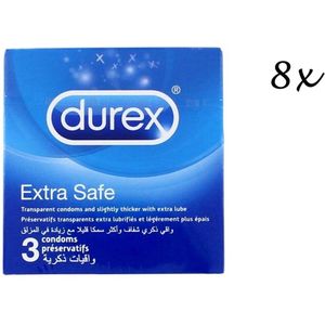 Durex Condooms - Extra Safe Classic- 24 stuks (8 x 3 stuks - Handzame Kleinverpakking) - Discreet Verzonden - Brievenbuspakket