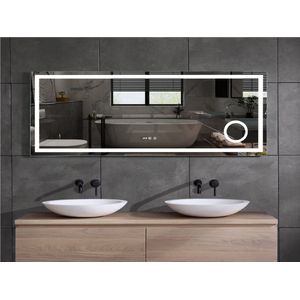 Mawialux LED Spiegel - 200-70cm - Verwarming - Digitale Klok - Iris