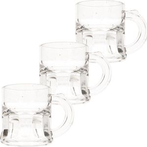 50x Shotglas/shotjes bierpul glaasjes/glazen met handvat 2cl - Herbruikbaar
