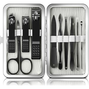 10-in-1 Manicure Set voor Vrouwen en Mannen met Leren Etui