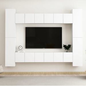 The Living Store Televisiekast - Spaanplaat - Wit - 60 x 30 x 30 cm - Wandmontage - Opbergruimte