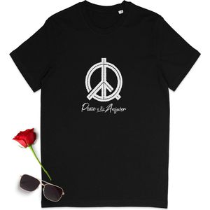 Peace T shirt - Peace Quote tshirt - Peace t shirt mannen - Peace tshirt vrouwen - t shirt met print heren - tshirt met opdruk tekst dames - Unisex maten: S M L XXL XXXL - tshirt kleuren: Zwart, wit.