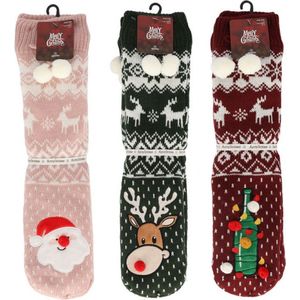 Apollo Ladies X-mas Home Socks 3D Rood 36/41