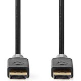 Nedis DisplayPort-Kabel - DisplayPort Male - DisplayPort Male - 8K@60Hz - Verguld - 1.00 m - Rond - PVC - Antraciet - Doos