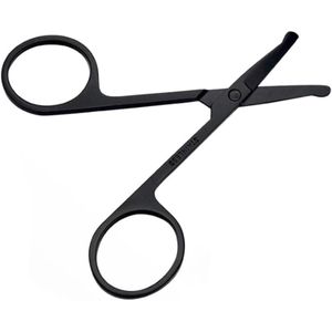 3.4 Inch Professionele Neushaarschaar - Rondpuntige Trimmer voor Gezicht - Neus - Oren - Wenkbrauwen - Zwart Roestvrij Staal met Antislip Greep