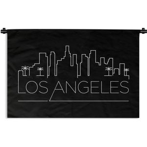 Wandkleed Wereldsteden - Skyline Los Angeles zwart Wandkleed katoen 90x60 cm - Wandtapijt met foto