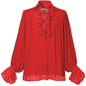 Middeleeuws Victoriaans Piratenhemd voor Mannen - Elegante Lange Mouwen Gothic Steampunk Shirt