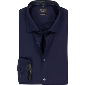 OLYMP - No. 6 - Nachtblauw - Overhemd - Super Slim Fit - Structuur
