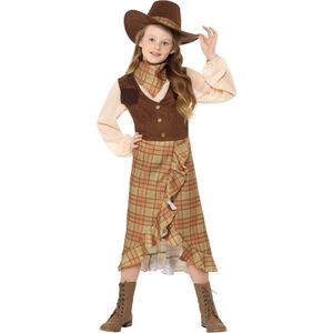 Smiffy's - Cowboy & Cowgirl Kostuum - Kudde Drijver Cowgirl Sarah - Meisje - Bruin - Medium - Carnavalskleding - Verkleedkleding
