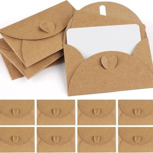 Kraftpapier Mini-Enveloppen met Hartsluiting - 100 Stuks voor Cadeaukaarten en Creatief Gebruik