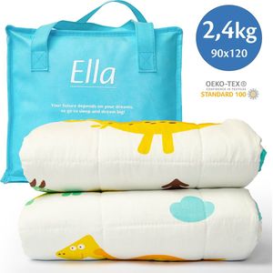 Ella® Verzwaringsdeken Kind 2,4kg - 90 x 120cm - Zwaartedeken - Weighted Blanket - Verzwaarde Deken - OEKO-TEX Katoen - Dino