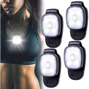 LED clip lamp - 4 stuks, 3 modi, USB oplaadbaar, nachtlooplicht, loopaccessoires - voor joggen, camping, bergbeklimmen .