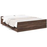 vidaXL - Bedframe - met - lades - bewerkt - hout - bruin - eikenkleur - 150x200 - cm