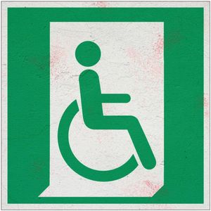 Nooduitgang invaliden rechts bord – E030 - Sign Again - 10 x 10 cm