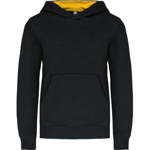 Kariban Kinder hooded sweater met gecontrasteerde capuchon K453 - Black / Yellow - 6/8 Y (6/8 ans)