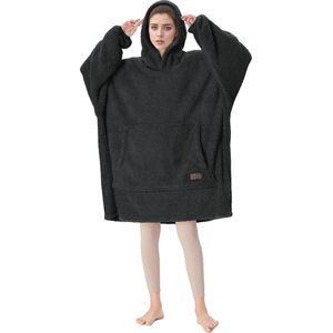 Oversized Sherpa Hoodie-Deken voor Dames en Heren - Warm en Comfortabel met Mouwen en Capuchon
