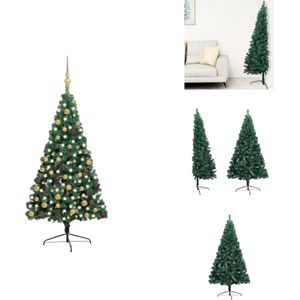 vidaXL Kunstkerstboom New York - 120 cm x 60 cm - met LED-verlichting - incl - kerstballen en piek - Decoratieve kerstboom