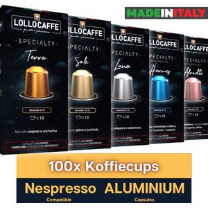 Lollo Caffè -  Nespresso Koffiecups Proefpakket (100 st.) - 5 smaken - Italiaanse Koffie - 100% Aluminium Koffiecups