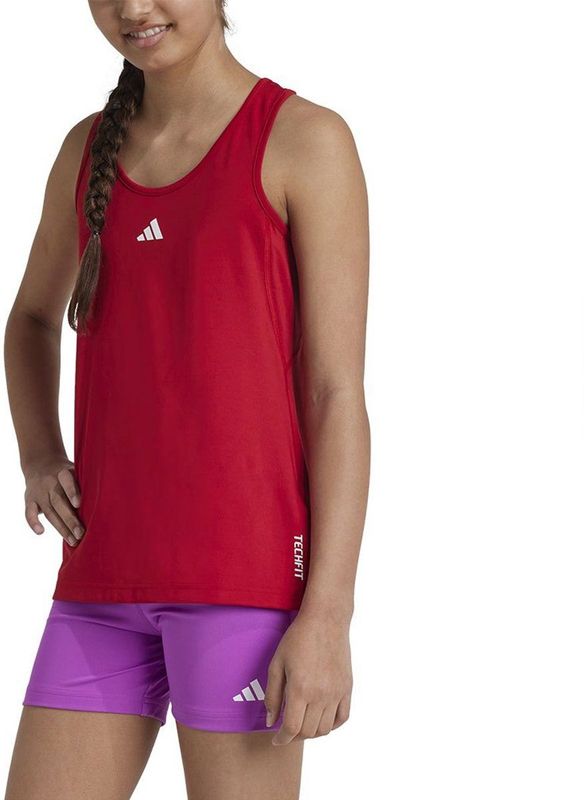 adidas - Techfit - Mouwloos T-shirt - Rood - 7-8 Jaar Meisjes
