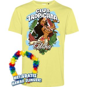T-shirt Hula Meisje Aloha | Toppers in Concert 2024 | Club Tropicana | Hawaii Shirt | Ibiza Kleding | Lichtgeel | maat XS