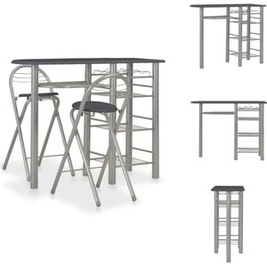 vidaXL Barset - Barsets - Bar Set - Bar Sets - 3-delige Barset met schappen hout en staal zwart