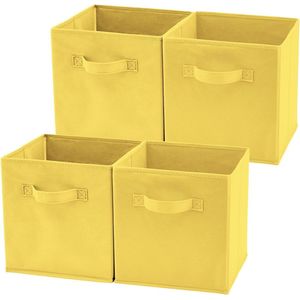 Opvouwbare Kubus Opbergdozen Set van 4 - Donkergeel - Voor Peuters en Kinderkamer .