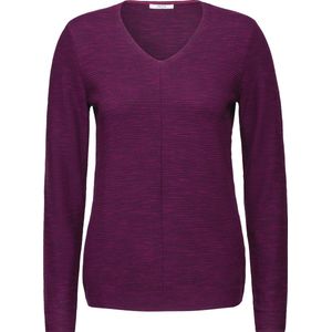 Cecil -Structured v-neck Pullover-Dames Trui-Heather Berry Melange -maat L